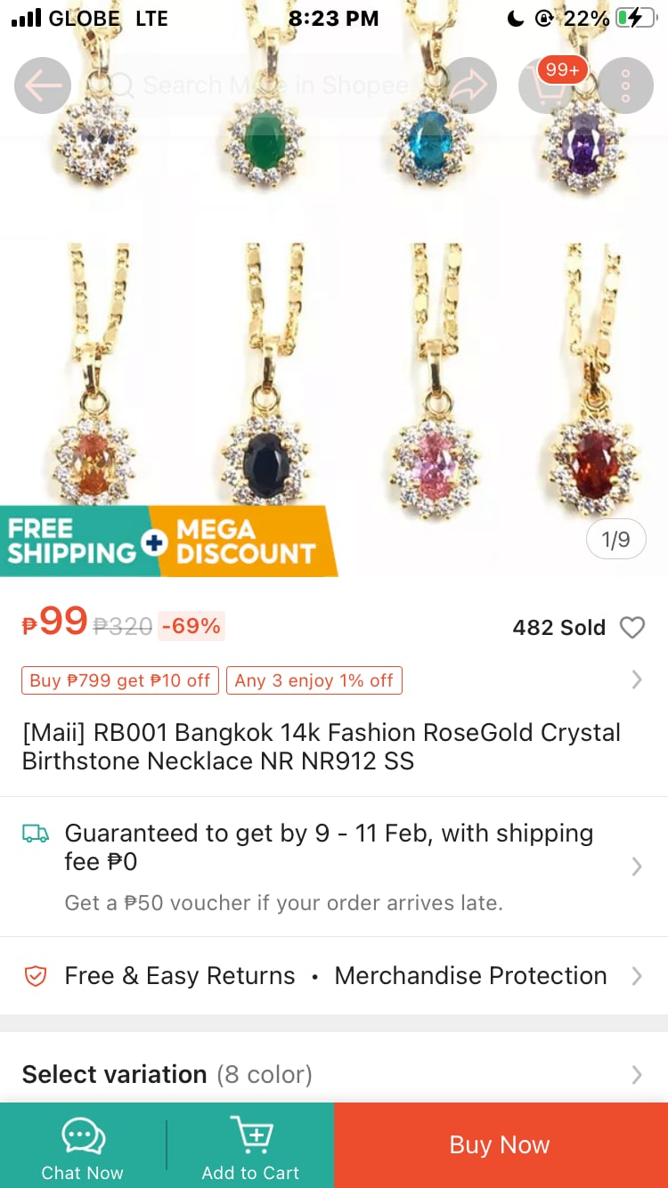 Crystal Birthstone Gold Stainless Steel Necklace for Women