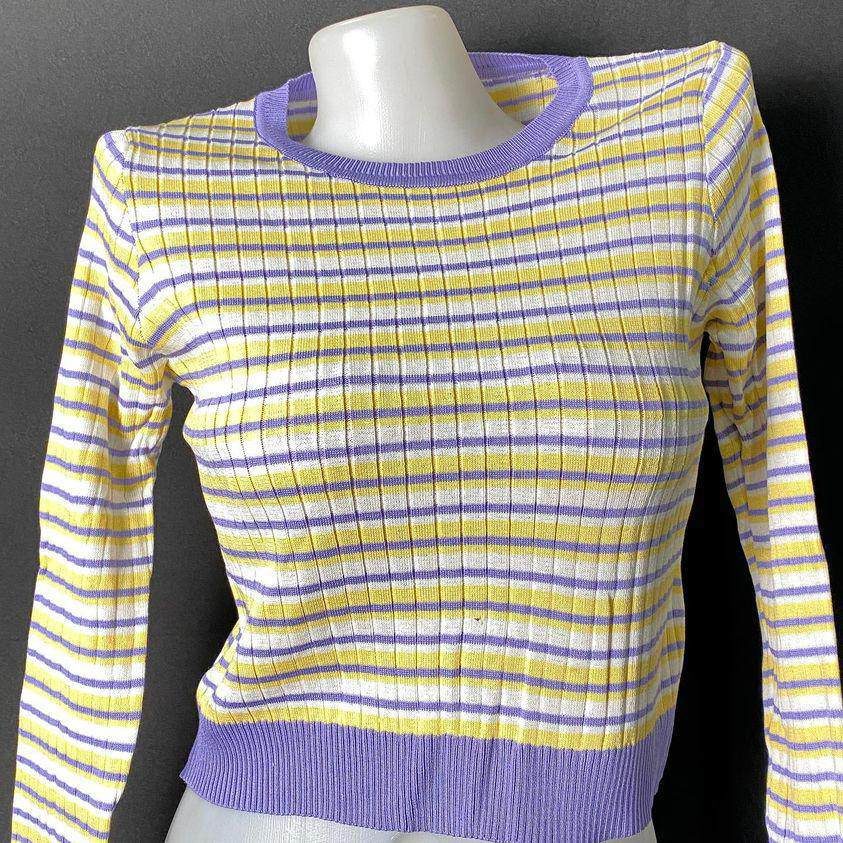 (P8UM8B)?Linki?Women Long Sleeve Striped tshirt Knit Tops ins