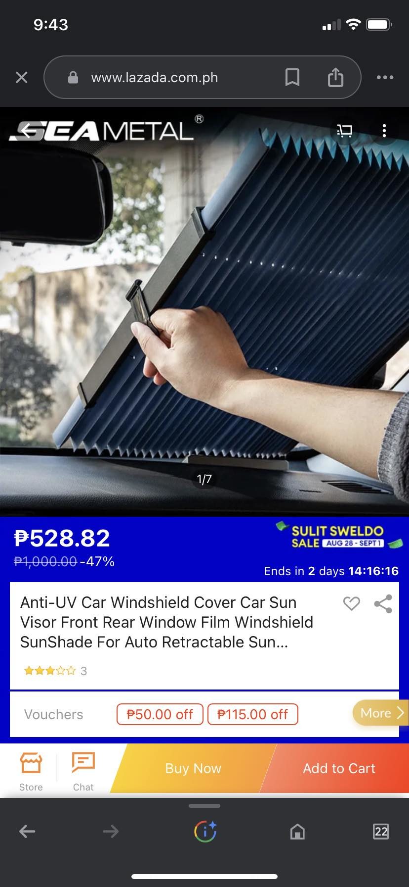 Vehicle Sun Shade - Universal Fit for Cars, Trucks, and SUVs