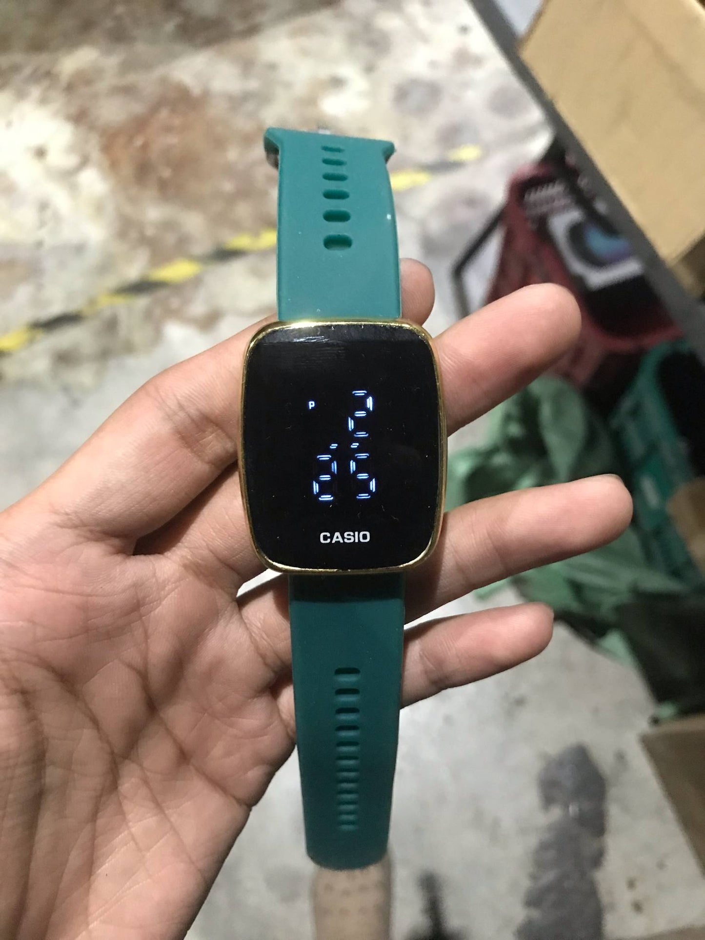 Casio Edifice Digital Watch Green Silicon Strap