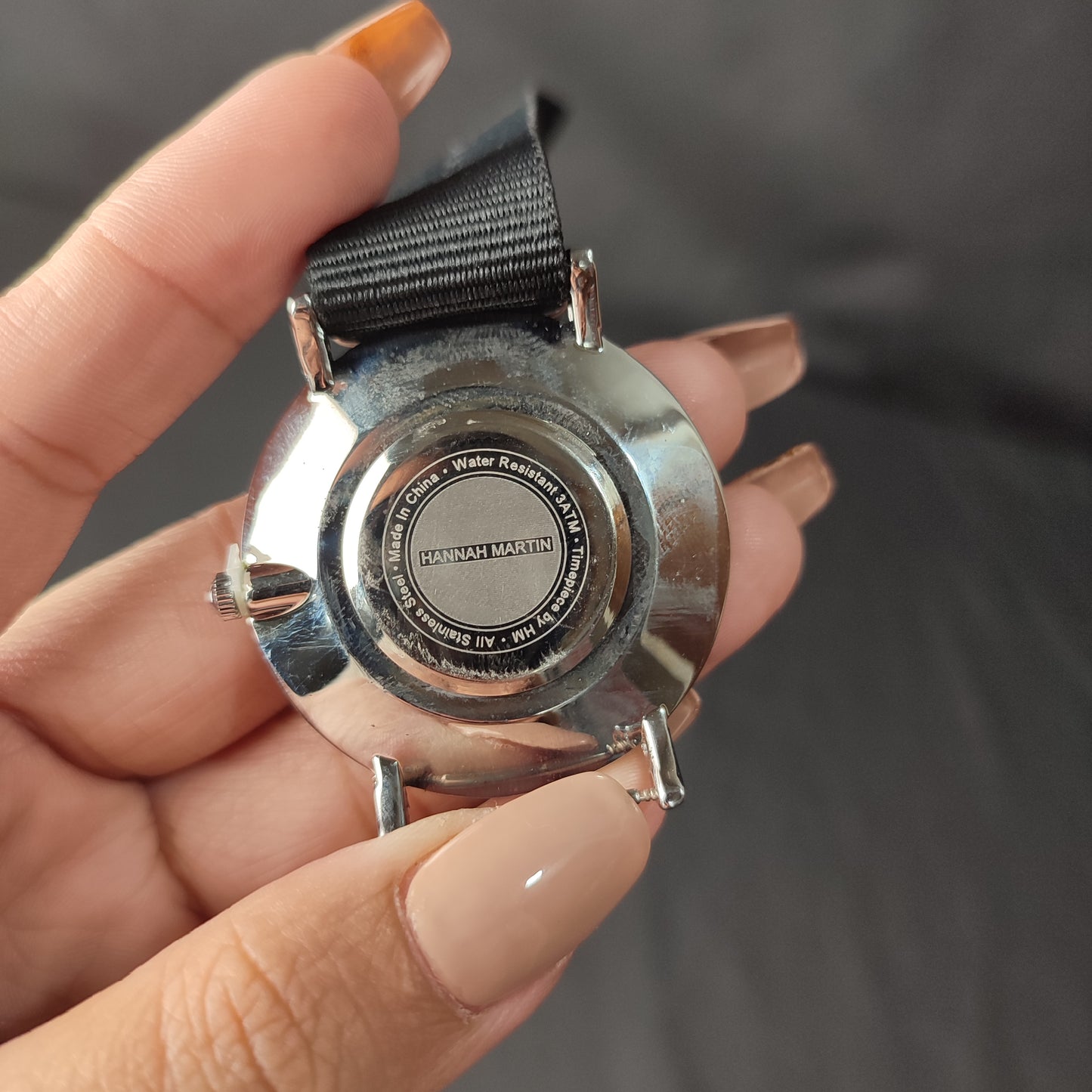 Hannah Martin Canvas Watch W/Box - Black Strap