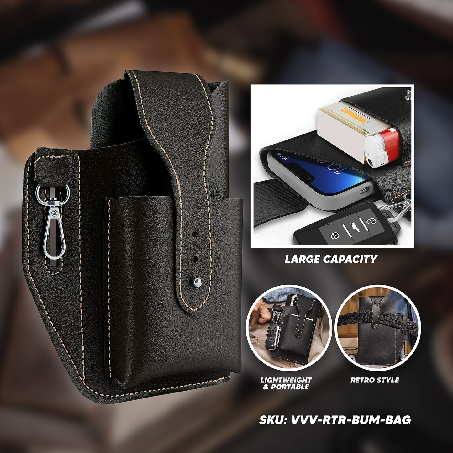 Retro Cellphone Bum Bag Leather Belt Bag