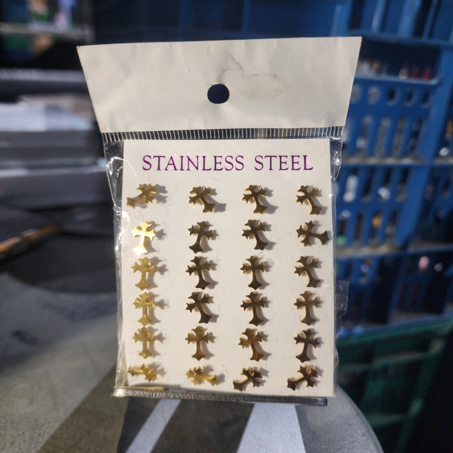 12 Pairs Gold Stainless Steel Earrings