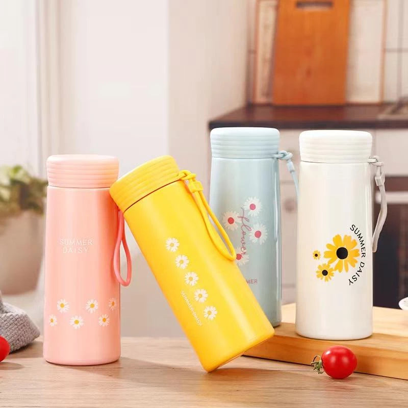 Summer Daisy Cup Glass Bottle Tumbler 400ml