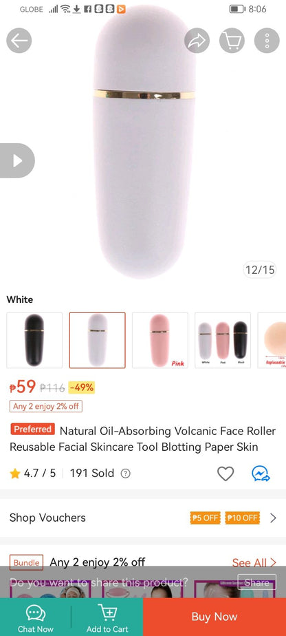 Facial Oil Absorbing Roller Natural Volcanic Stone Face