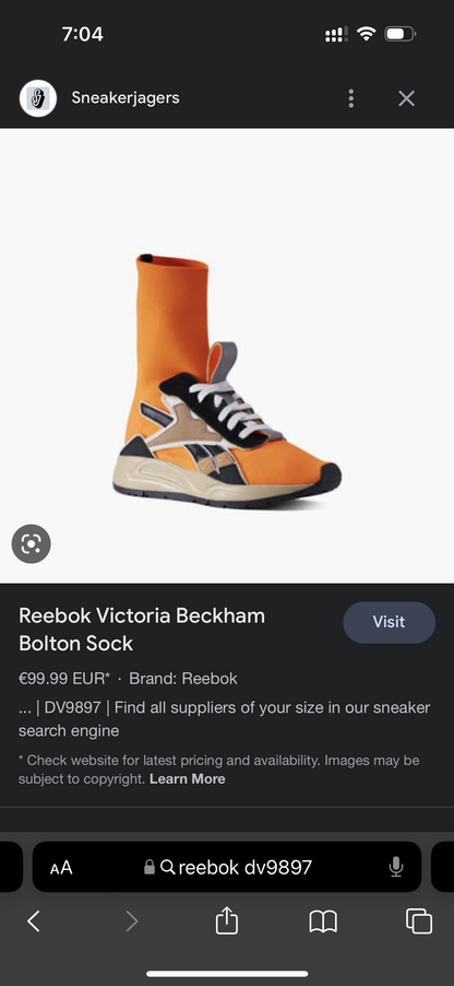 Reebok Orange High Cut Rubber Shoes Bolton Sock VB Unisex (DV9897) - Phase-out Model