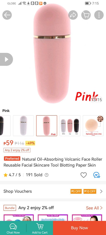 Facial Oil Absorbing Roller Natural Volcanic Stone Face