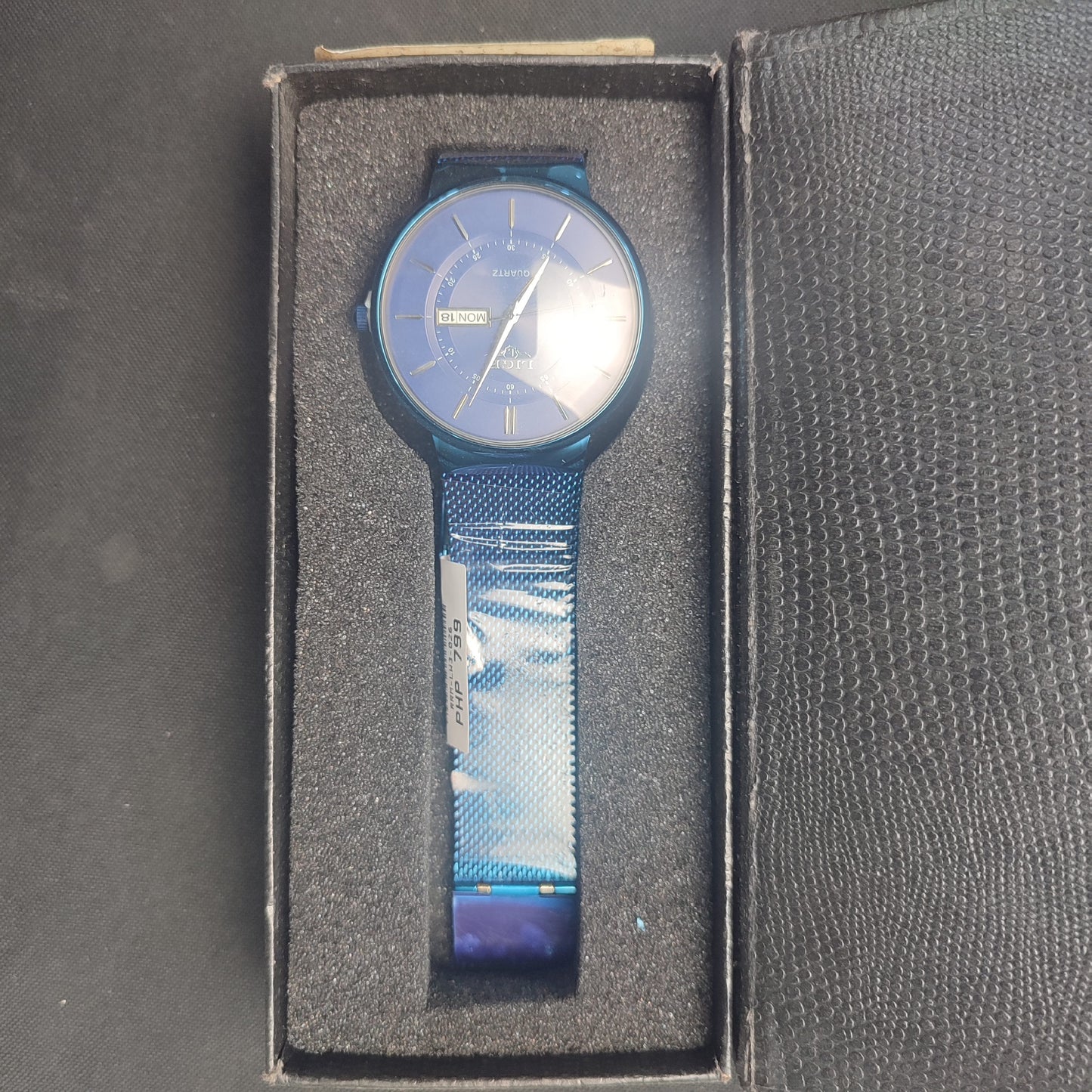 Lige Metal Mesh Watch W/Box - Blue Strap