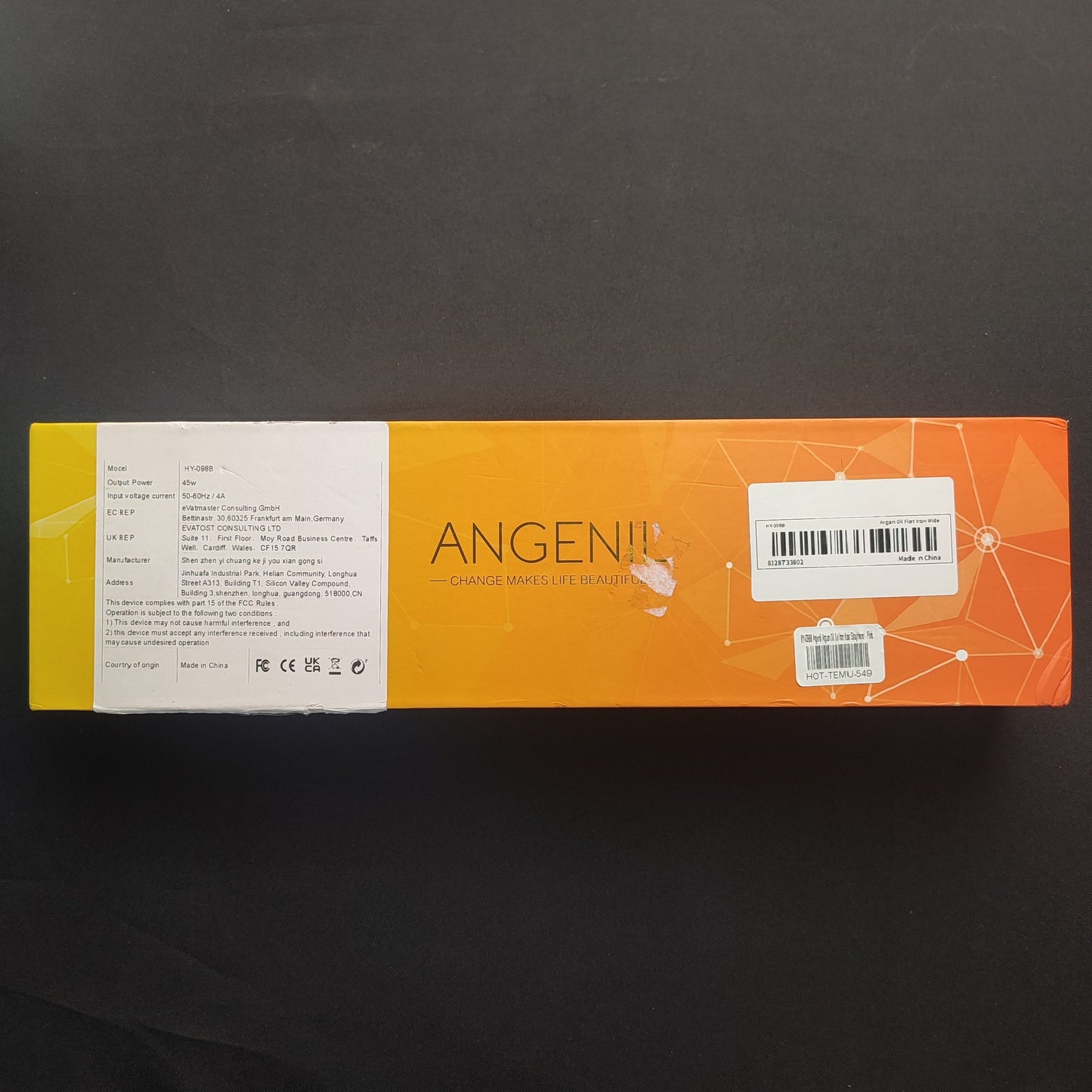 HY-098B Angenil Argan Oil Flat Iron Hair Straightener - Pink