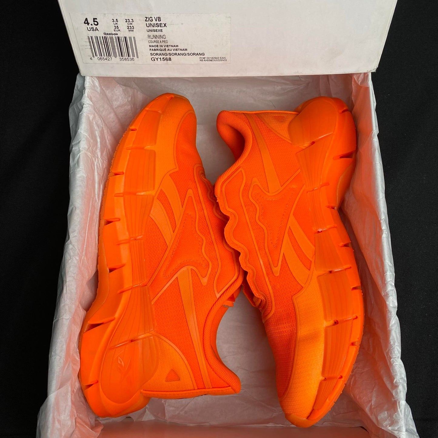 Reebok Orange Rubber Shoes ZIG VB Unisex (GY1568) - Phase-out Model