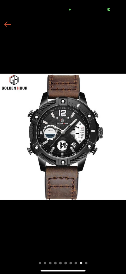 Golden Hour 120 Military Watch 30m Water Resistant Dual Time Mens Watch