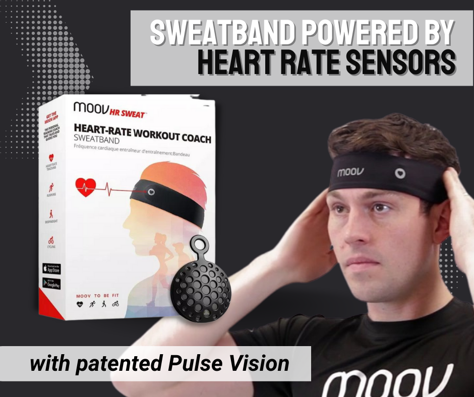 MOOV-HR SWEAT, Athlete Headband, Sweatband, Sweat-absorbing, Heart Rate Tracke