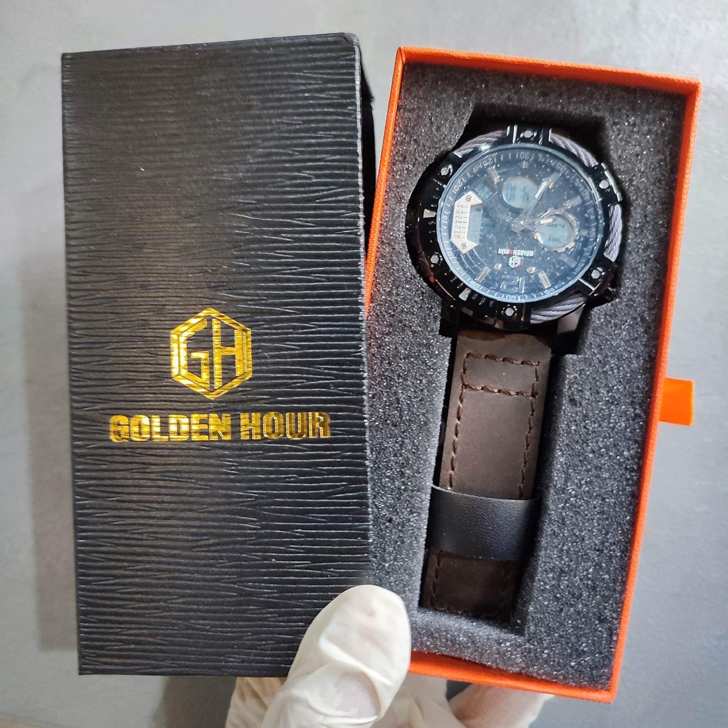 Golden Hour 120 Military Watch 30m Water Resistant Dual Time Mens Watch