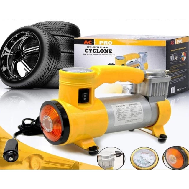Cyclone Heavy Duty Air Compresssor with Working Light (AC+Pro 12v, 150Psi, 35Lpm)