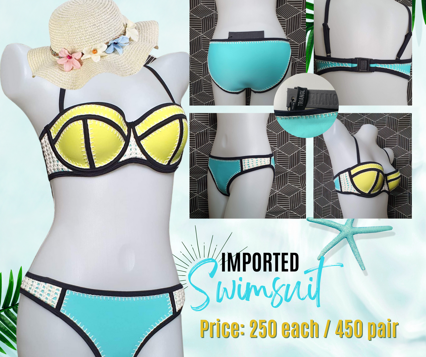 Authentic Australian Triangl Swimwear Swimsuit - Brigitte - Aqua -Top