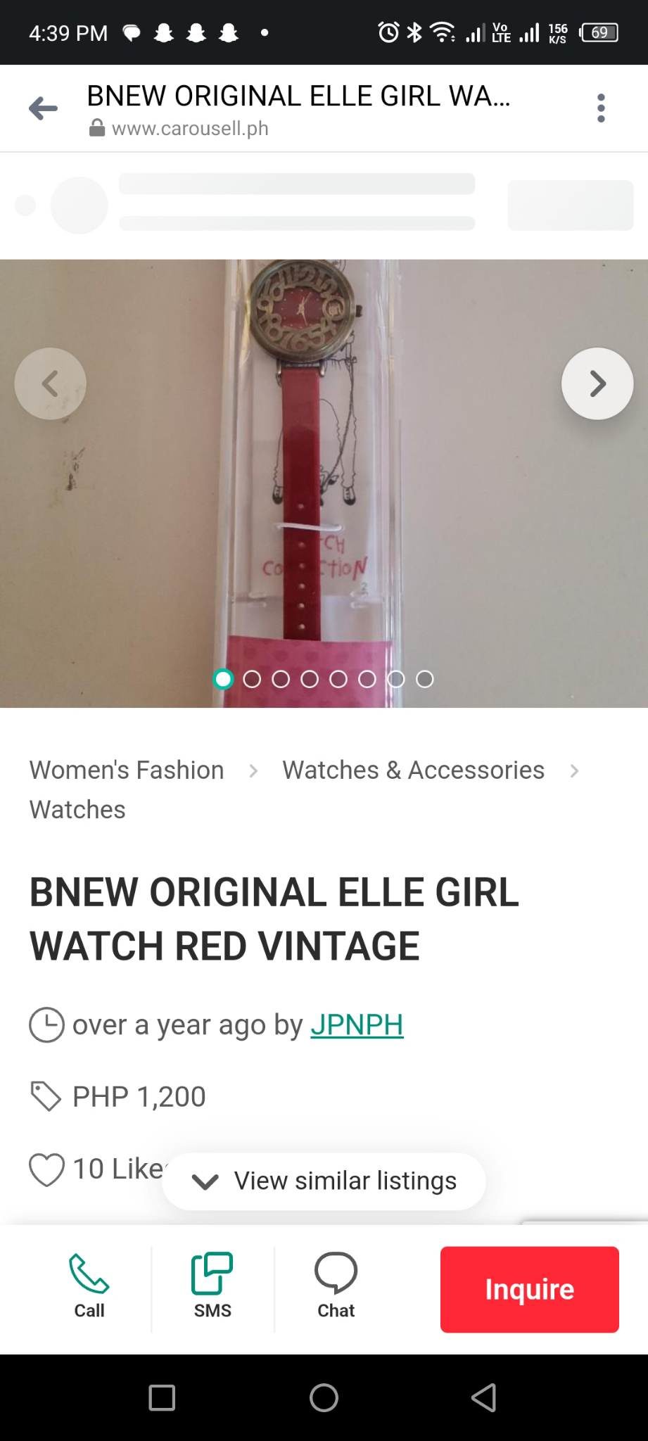 Girl Elle Watch Red Big(GW40105S01X)