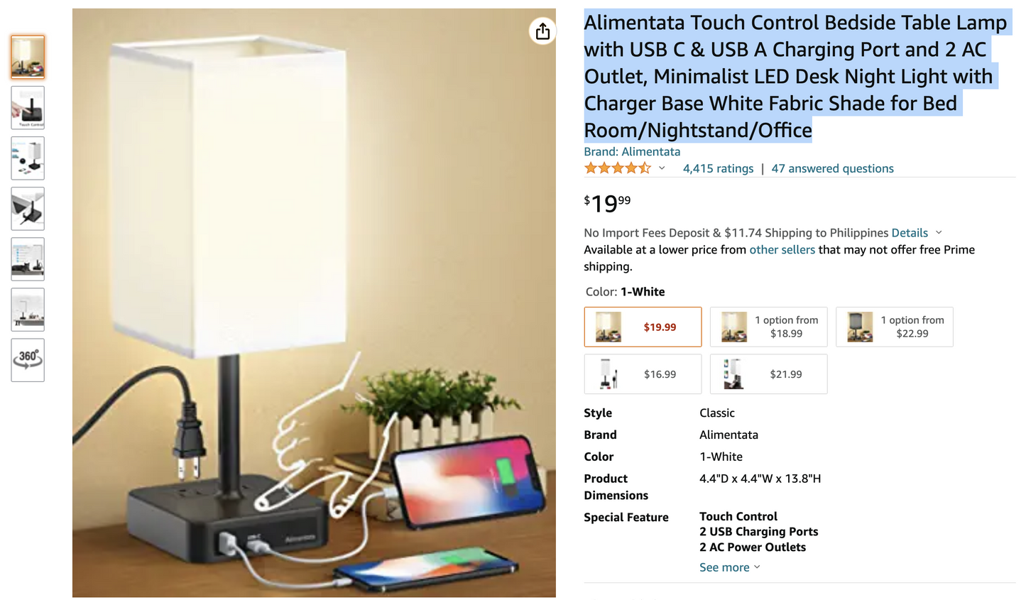 Alimentata Bedside Lamp