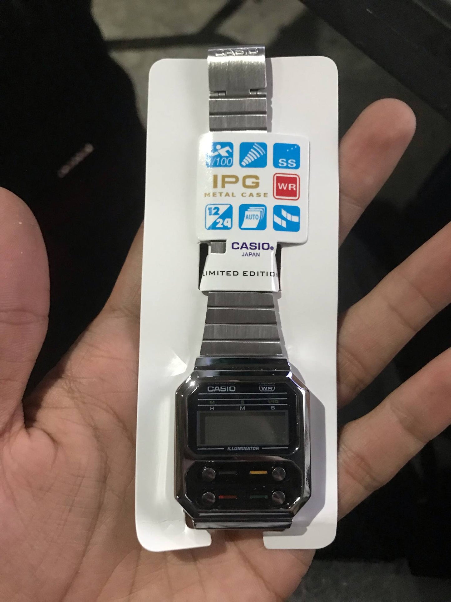 Casio Illuminator Vintage Stainess Steel Digital Watch A100WE