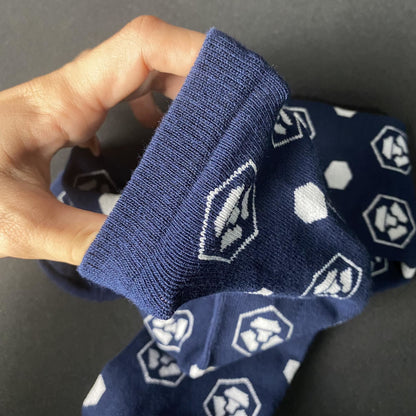 Crypto Navy Blue High Socks - Factory Pull-out