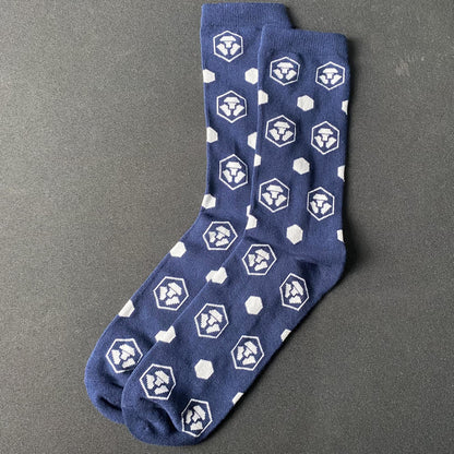 Crypto Navy Blue High Socks - Factory Pull-out