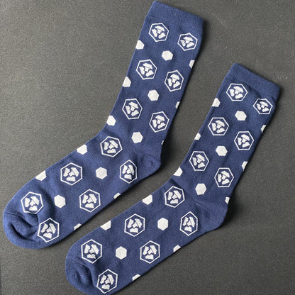 Crypto Navy Blue High Socks - Factory Pull-out