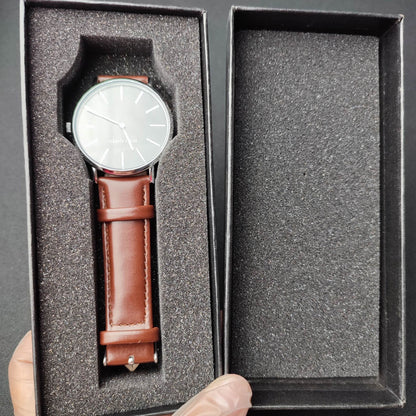 Bostanten Leather Analog Watch W/Box - Black Strap