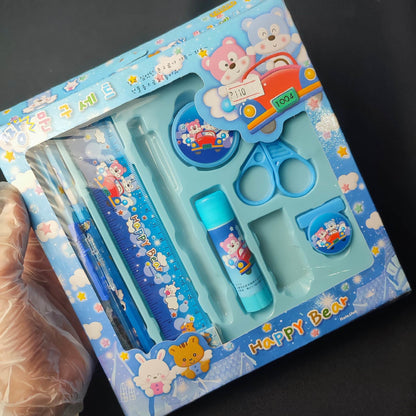 Happy Bear 9pcs Set School Supplies - Blue