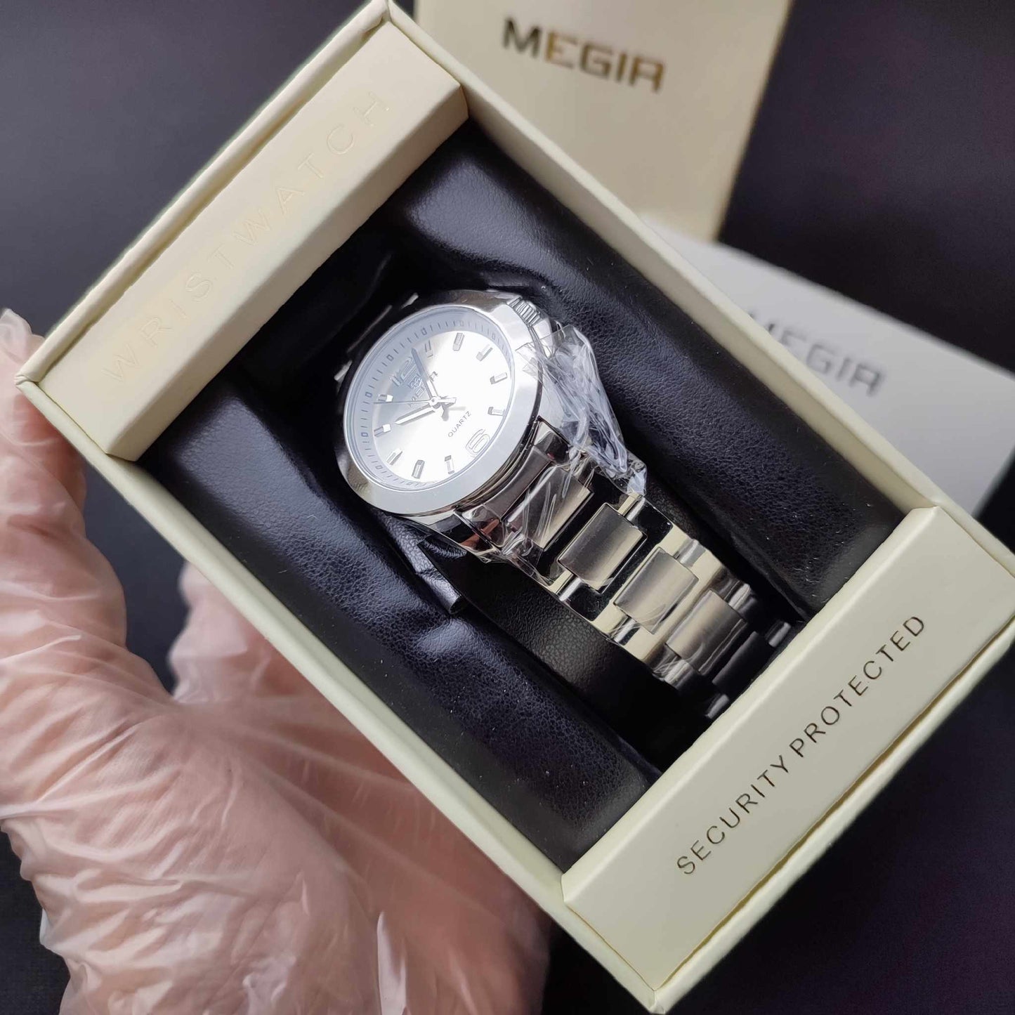 Megir MS5006 Round Steel Watch W/Box