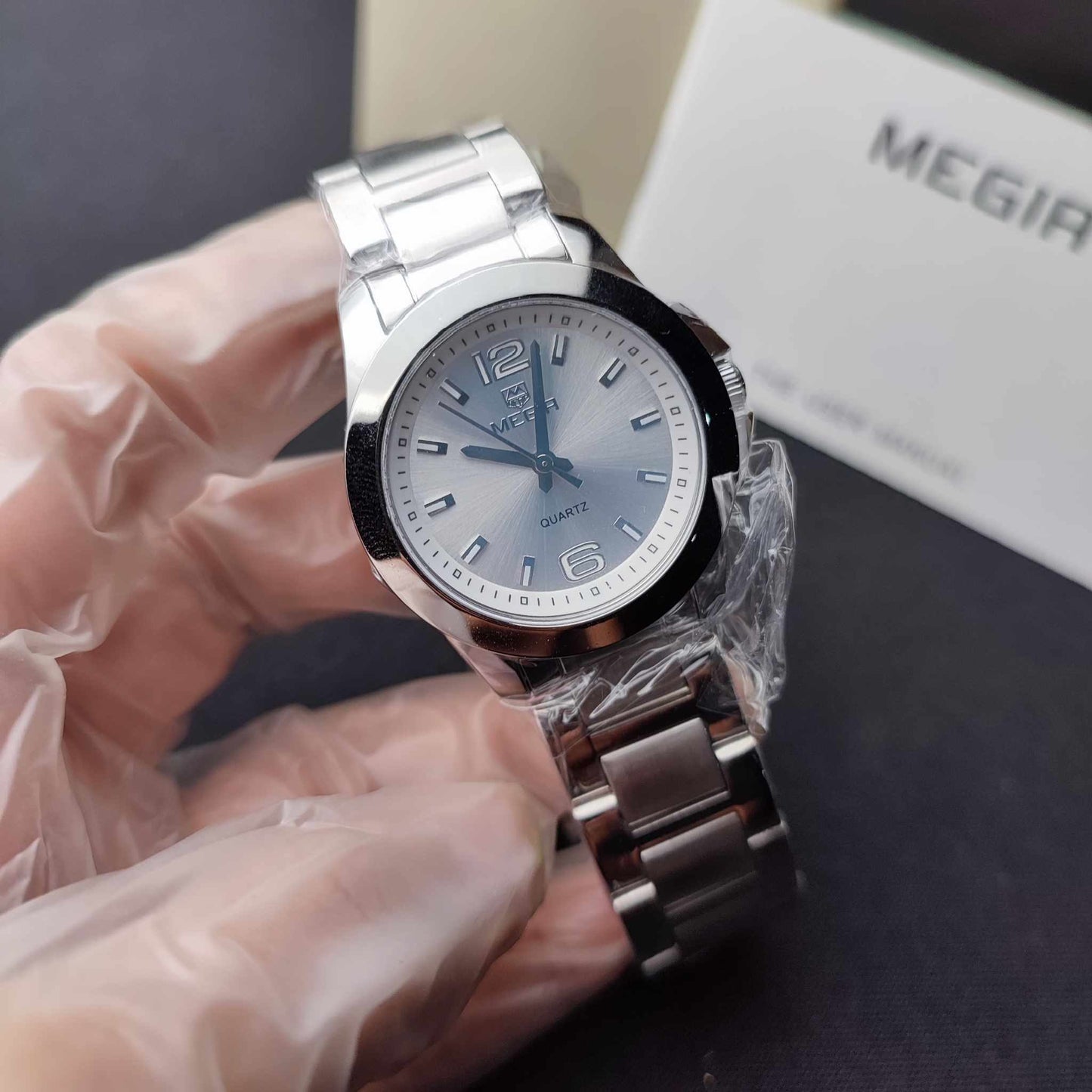 Megir MS5006 Round Steel Watch W/Box