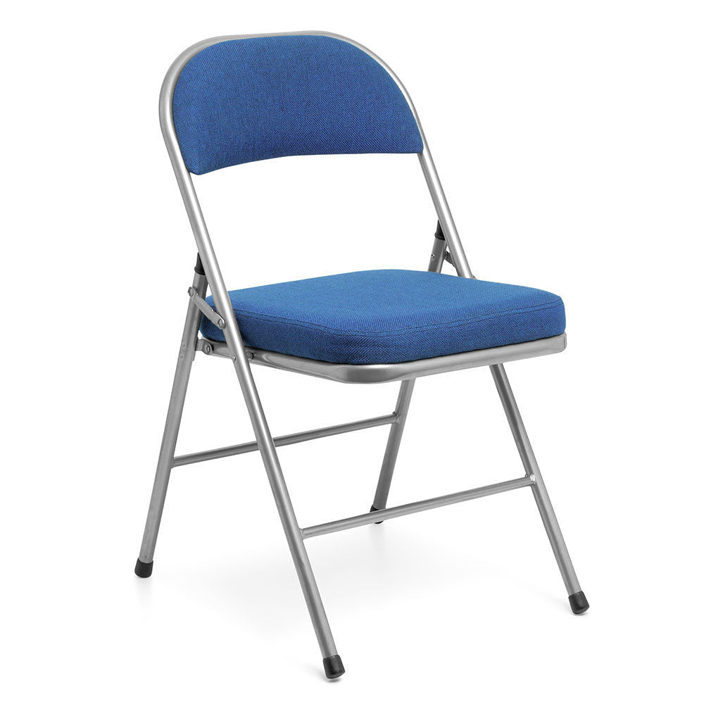 Metal Folding Chair White/Blue