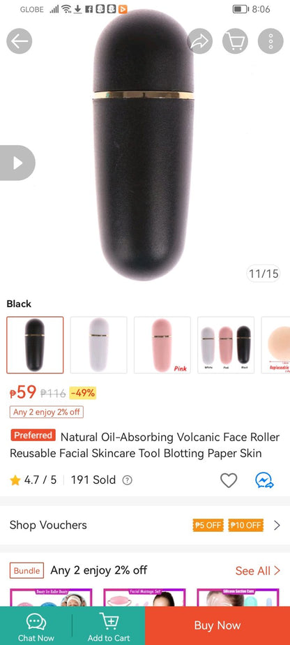 Facial Oil Absorbing Roller Natural Volcanic Stone Face