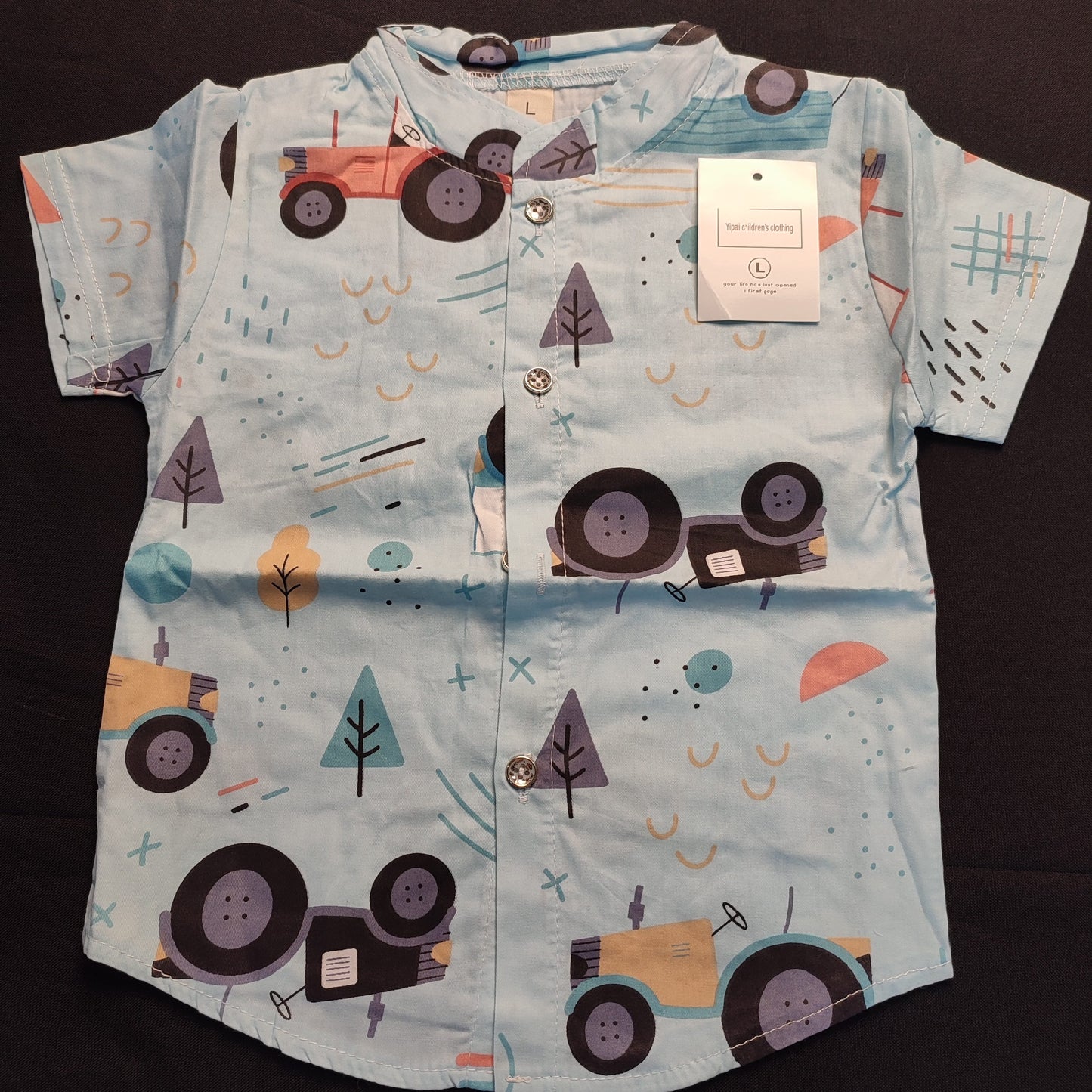 (7CECFS)1 High Quality Children 's Clothing Car motif + 1 Pants 2 Sets Suitabl