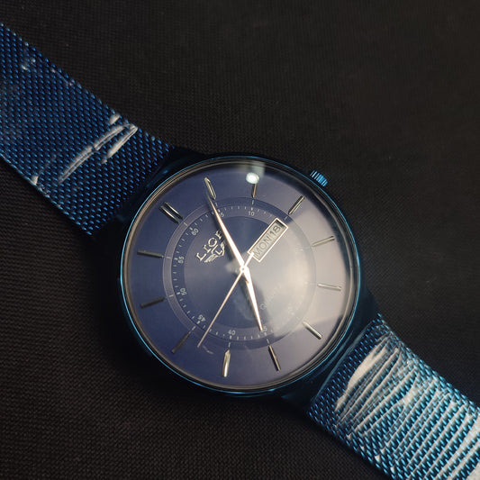 Lige Metal Mesh Watch W/Box - Blue Strap