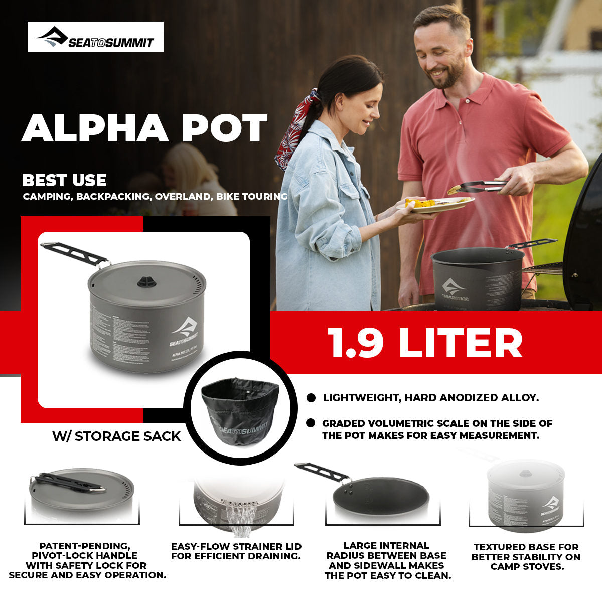 Sea to Summit Alpha Pot Camping Cookware - International Mall Pull-out