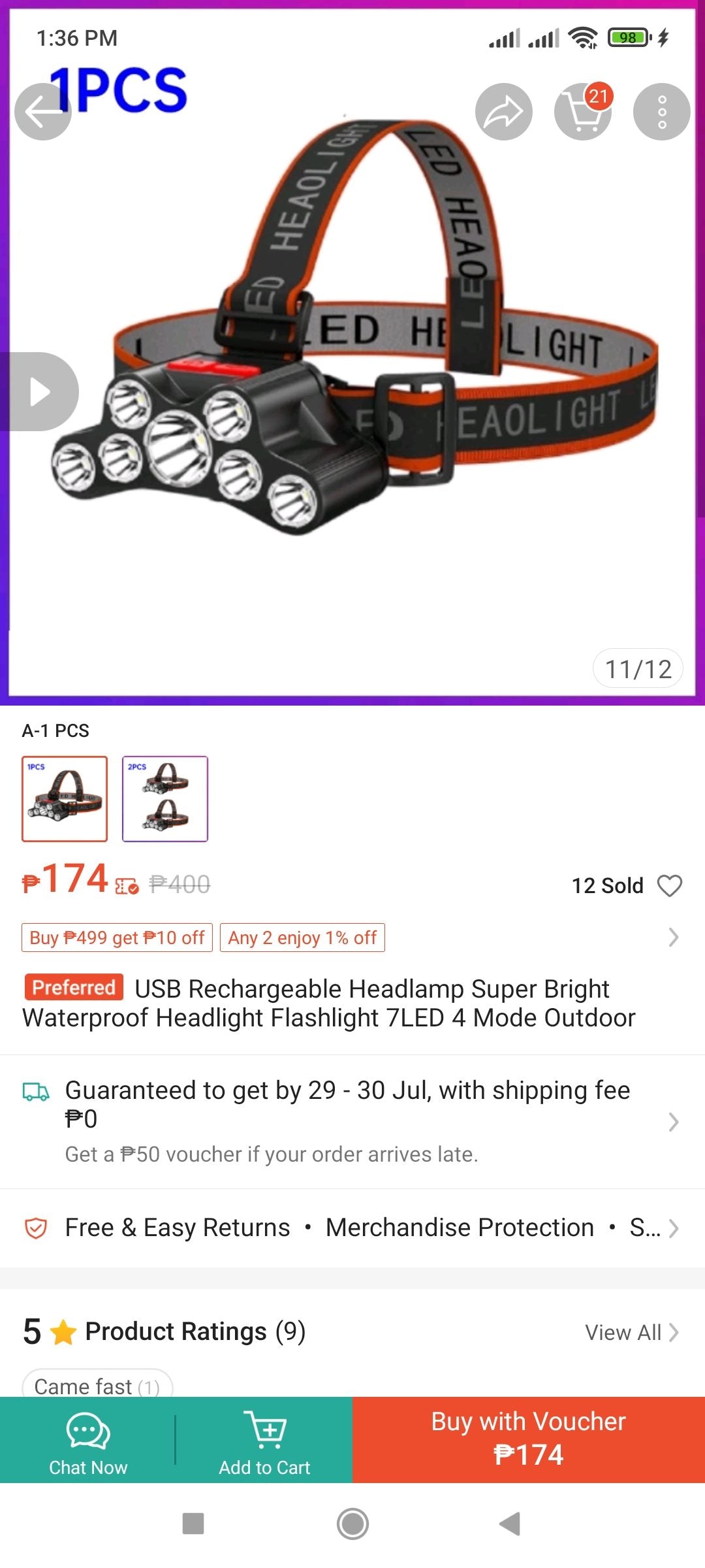 F-T26 7 LED Headlamp LED Highlight USB Headlight