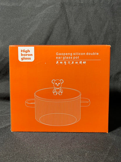[A1-1101] High Boron Glass Gaopeng Silicon Double Ear Glass Pot 1.8L