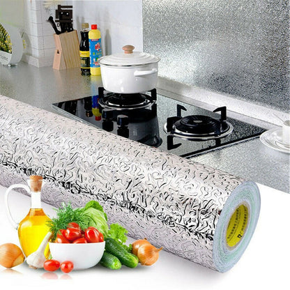 Kitchen Aluminum Foil Stickers Waterproof PVC Self-adhesive Wall Stickers 30cm (Assorted)
