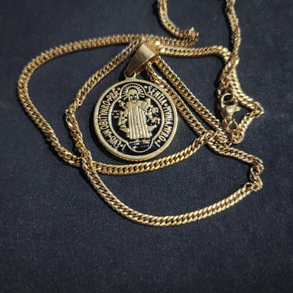 Saint Benedict Gold-Plated Stainless Steel Pendant & Necklace