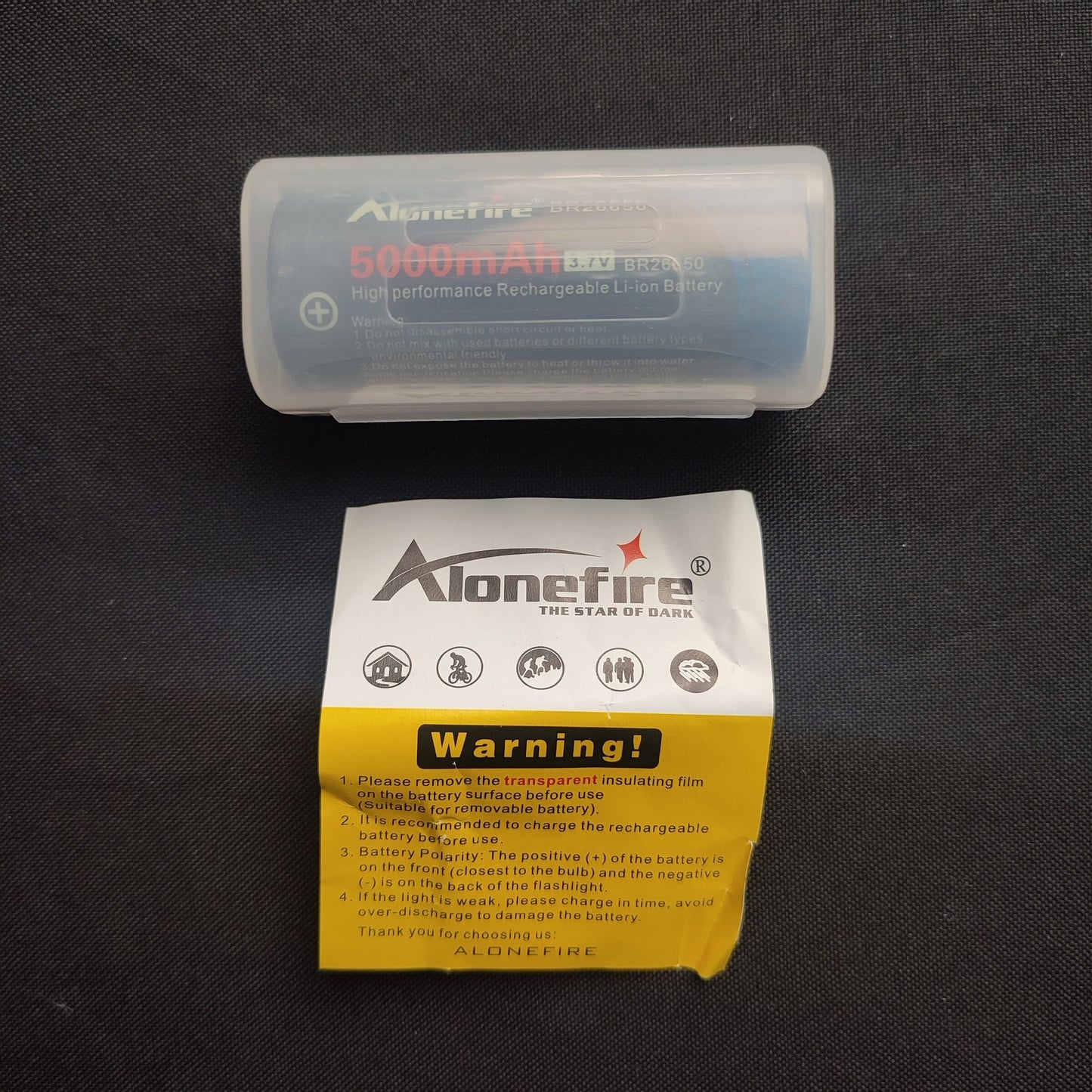 BR26650 Alonefire 5000mAh High Performance Rechargeable Li-on BAttery 3.7V