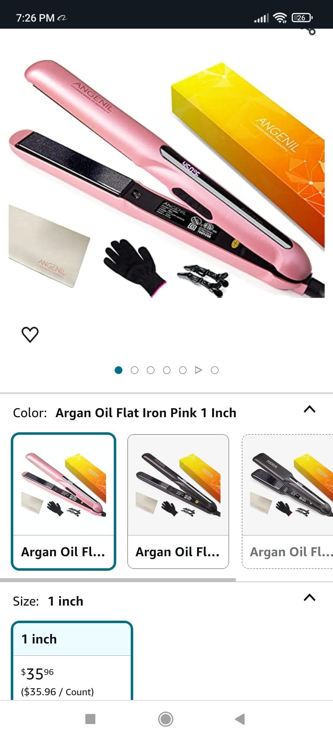 HY-098B Angenil Argan Oil Flat Iron Hair Straightener - Pink