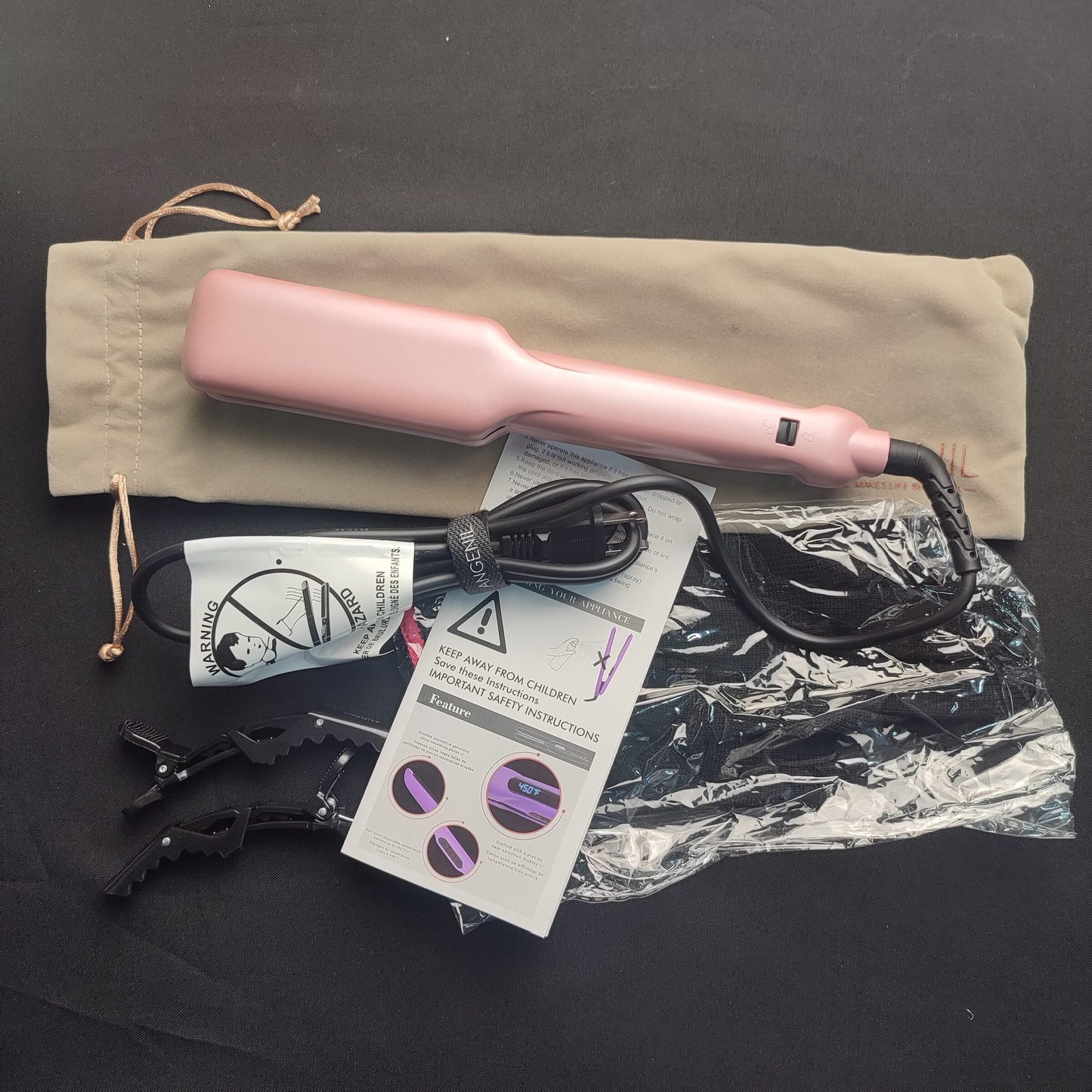 HY-098B Angenil Argan Oil Flat Iron Hair Straightener - Pink