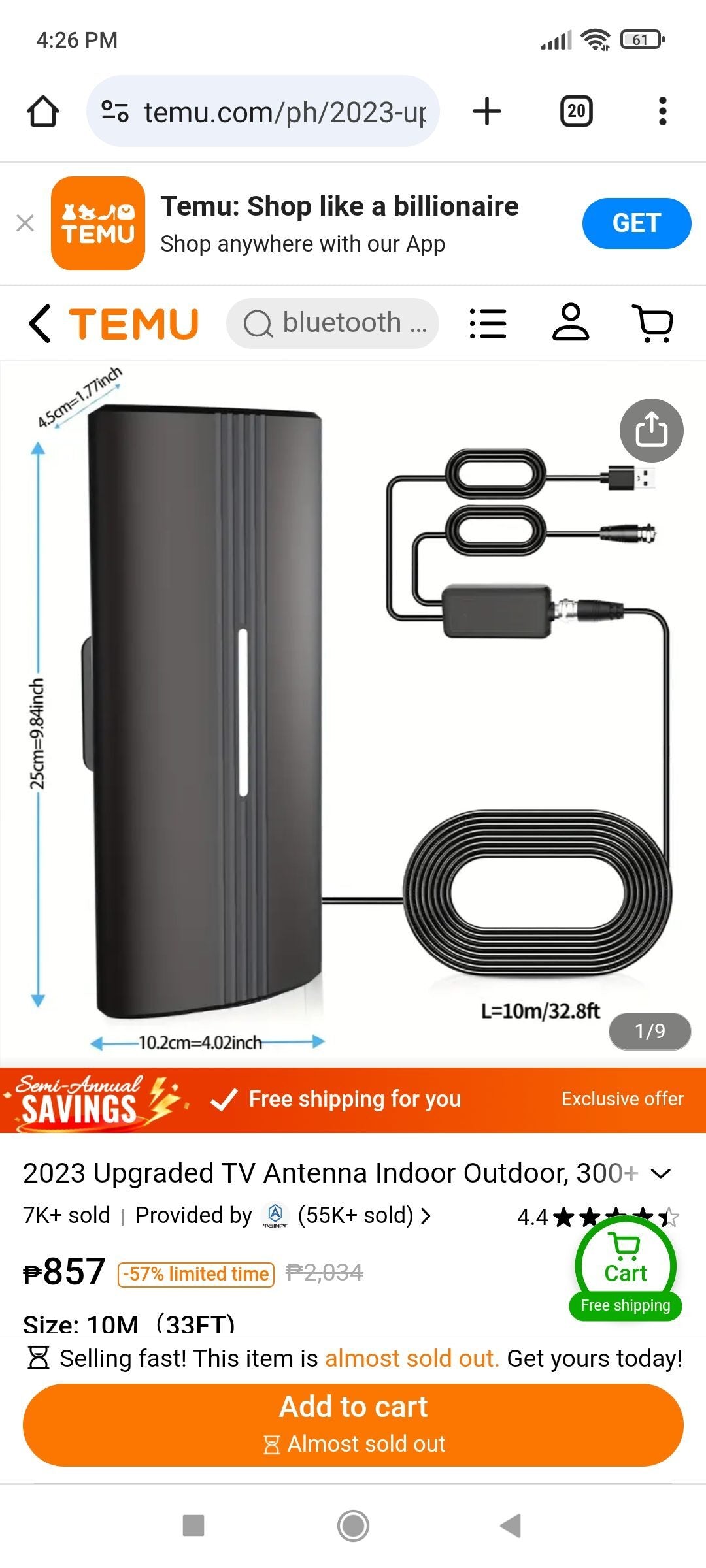 Digital HDTV Antenna Model: AN9009