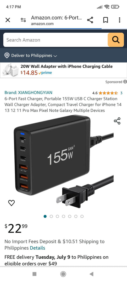 GaN Pro Desktop Fast Charger 6 Port - Black