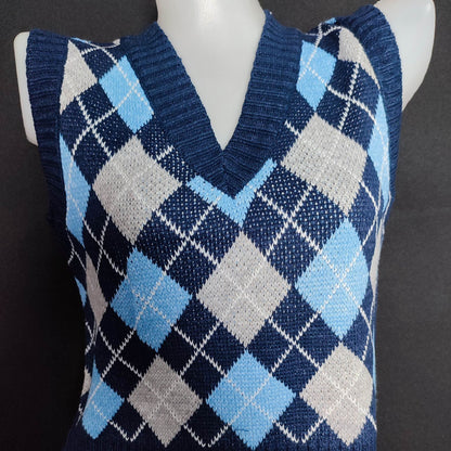 (ZYXGF)Vintage Plaid V-Neck Sleeveless Knitted Vest