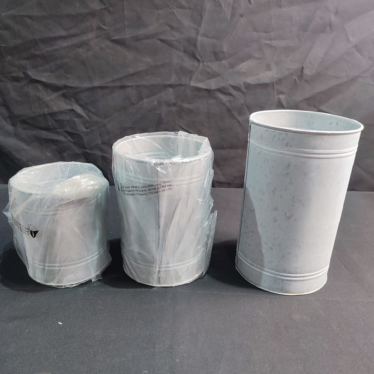 Galvanized Cylinder Canister - Set of 3s