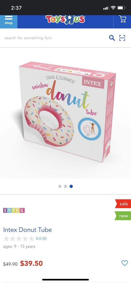 Intex Sand & Summer Rainbow Donut Tube - 37 Inch (782_00021)