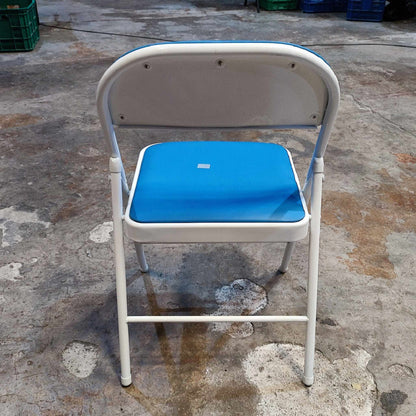 Metal Folding Chair White/Blue