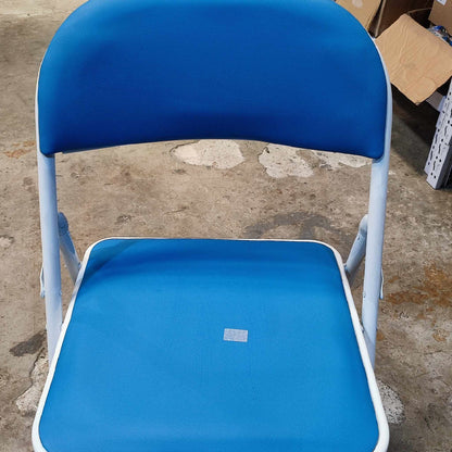 Metal Folding Chair White/Blue