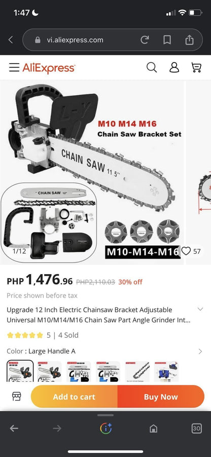 Electric Chain Saw Adapter Professional 11.5"