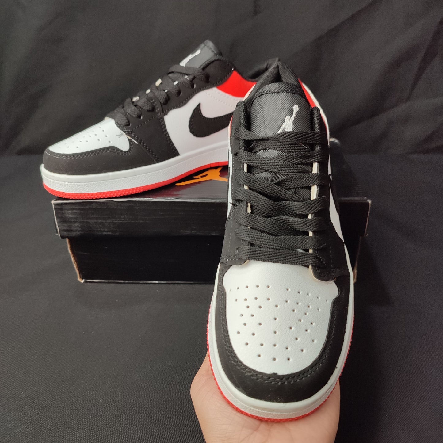 Nike Air Jordan 1 Low Retro White Logo (Black/White/Red) (CLASS TYPE QUALITY ONLY)